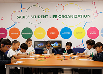 Student working in class